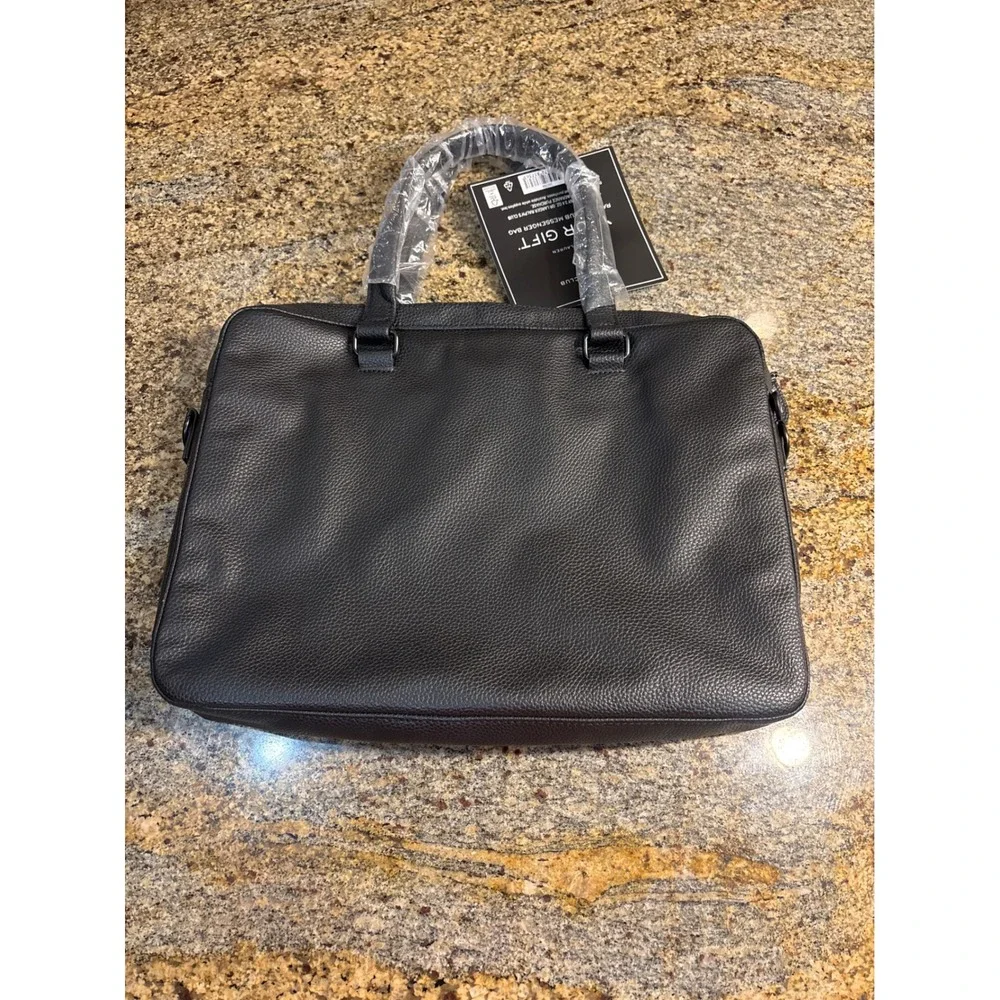 NEW Ralph Lauren Ralphs Club Black Pebbled Messenger Bag Briefcase Laptop Case